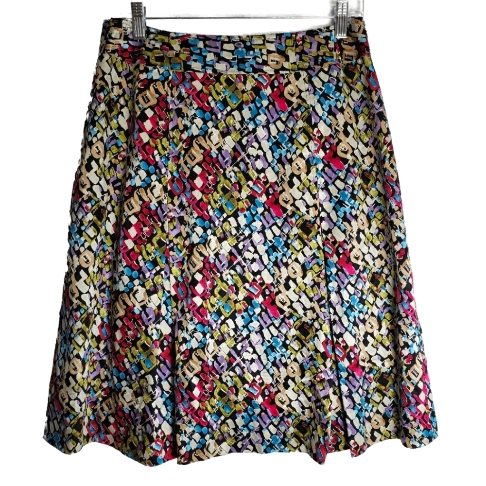 LIZ Claiborne 100% Silk Skirt Multi Colored pattern Size 8
